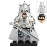 Game of Thrones Kingsguard Silver Royal Protector with Shiny Armor Custom Brick Compatible Minifigure Toy