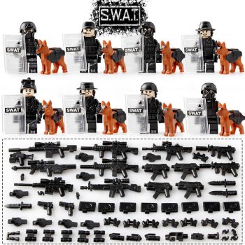 SWAT Tactical Operators K9 Unit Team Custom Brick Compatible Minifigure Toy